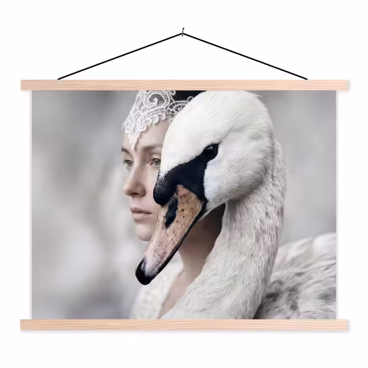 Schoolplaat - Vrouw - Zwaan - Wit — 1
