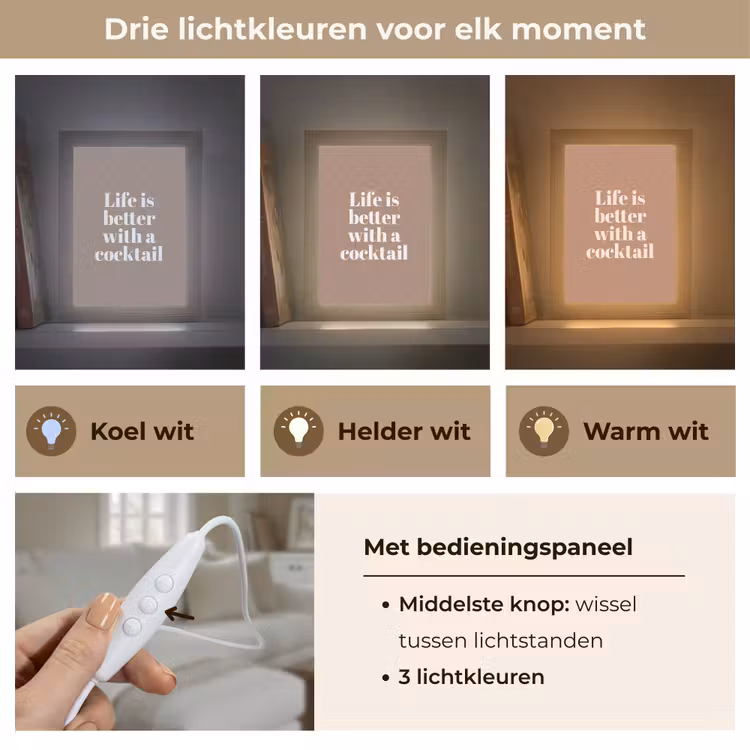 Tafellamp - Cocktail - Tekst - Patroon - Wit — 6