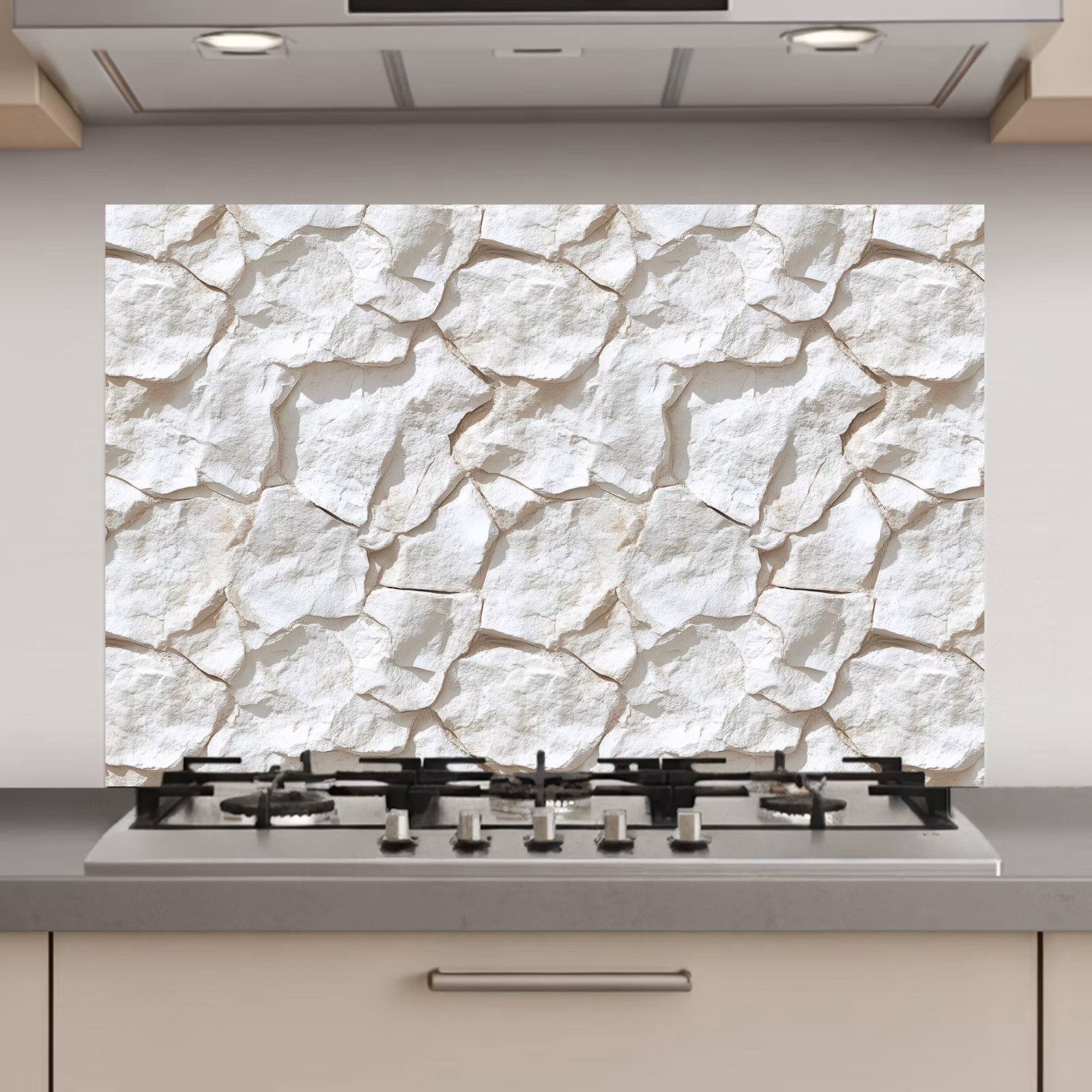 Spatscherm keuken - Structuur - Rots - Wit — 1