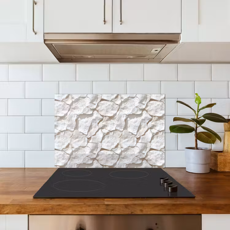 Spatscherm keuken - Structuur - Rots - Wit — 6