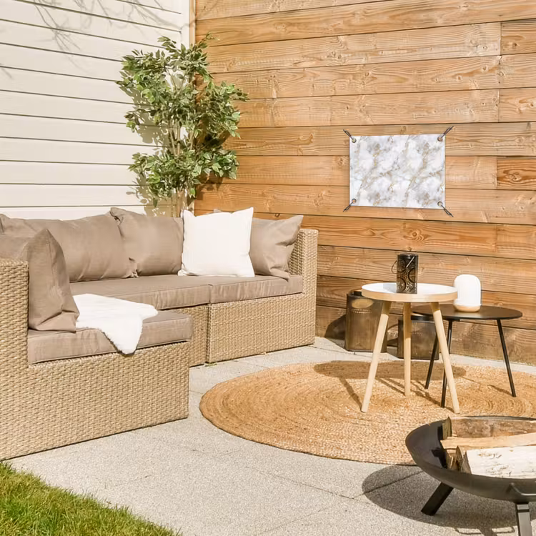 Tuinposter - Gouden aders - Marmer - Wit — 4