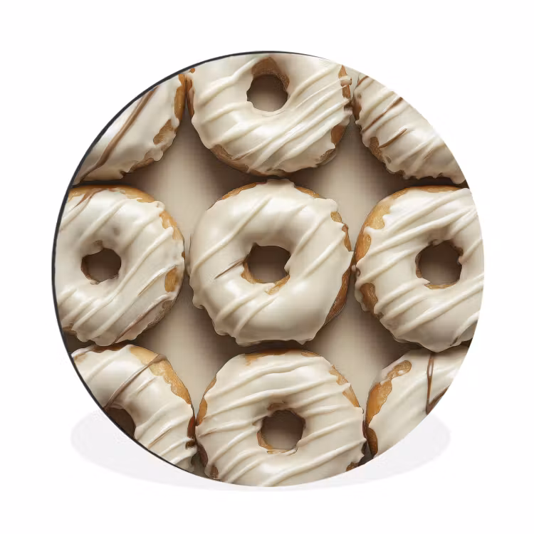 Wandcirkel - Aluminium - Donuts - Chocolade - Wit - Beige — 1