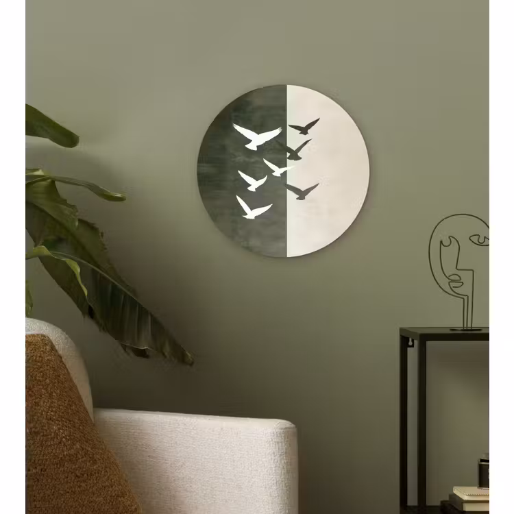 Wandcirkel - Glas - Japandi - Vogel - Groen — 3