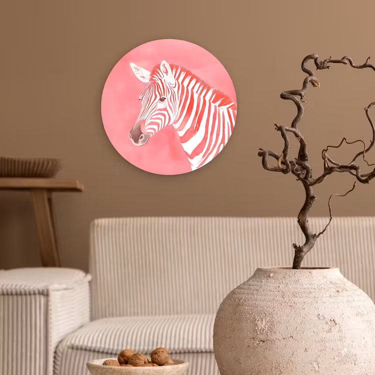 Wandcirkel - Glas - Zebra - Pink - Verf — 2