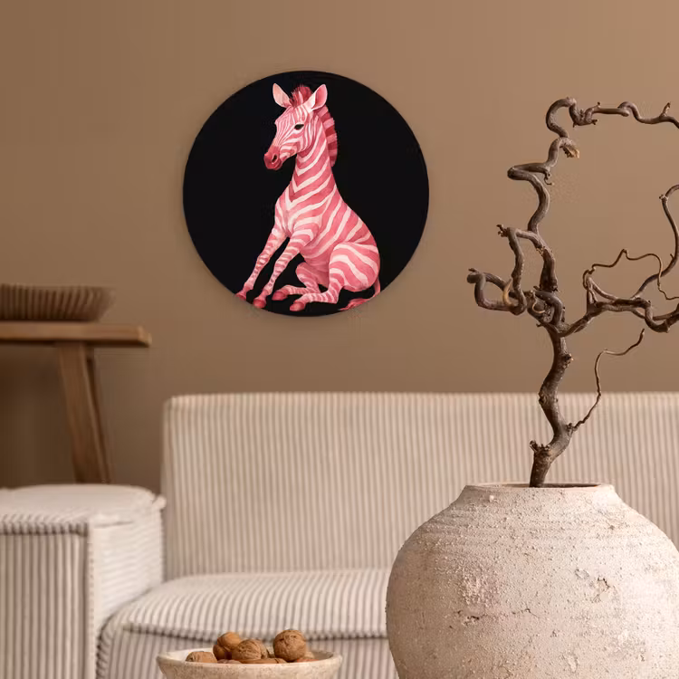 Wandcirkel - Glas - Zebra - Roze - Gestreept — 2