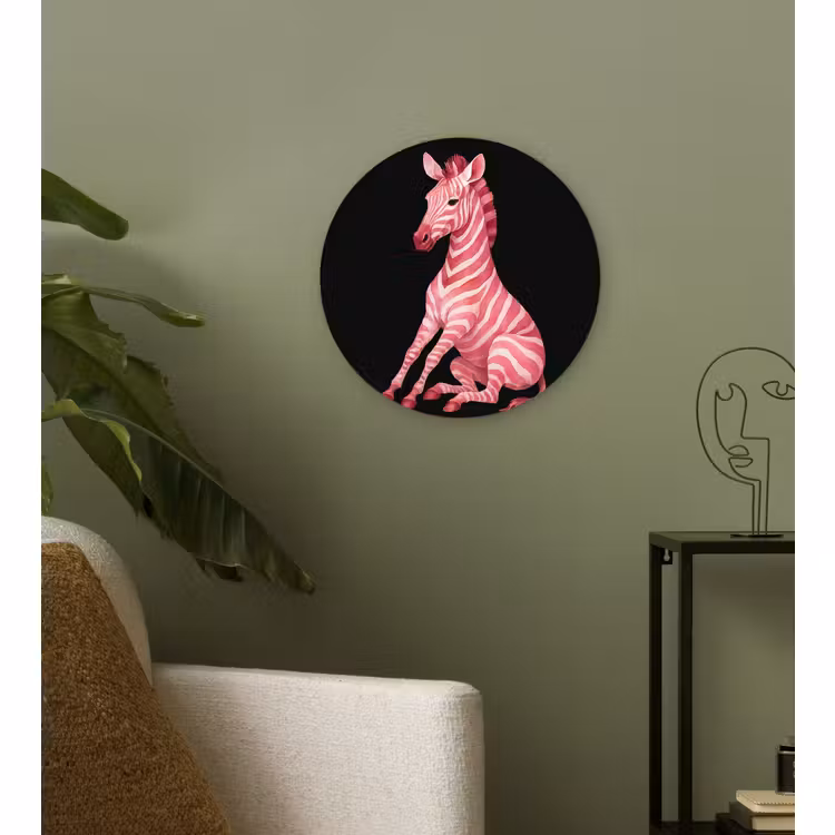 Wandcirkel - Glas - Zebra - Roze - Gestreept — 3