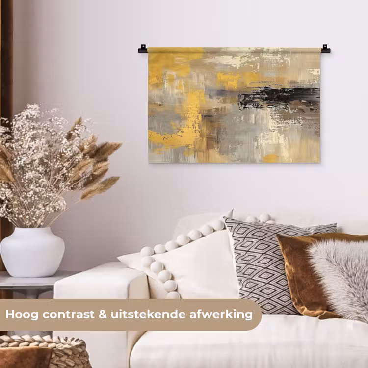 Wandkleed - Abstract - Geel - Modern - Beige — 4
