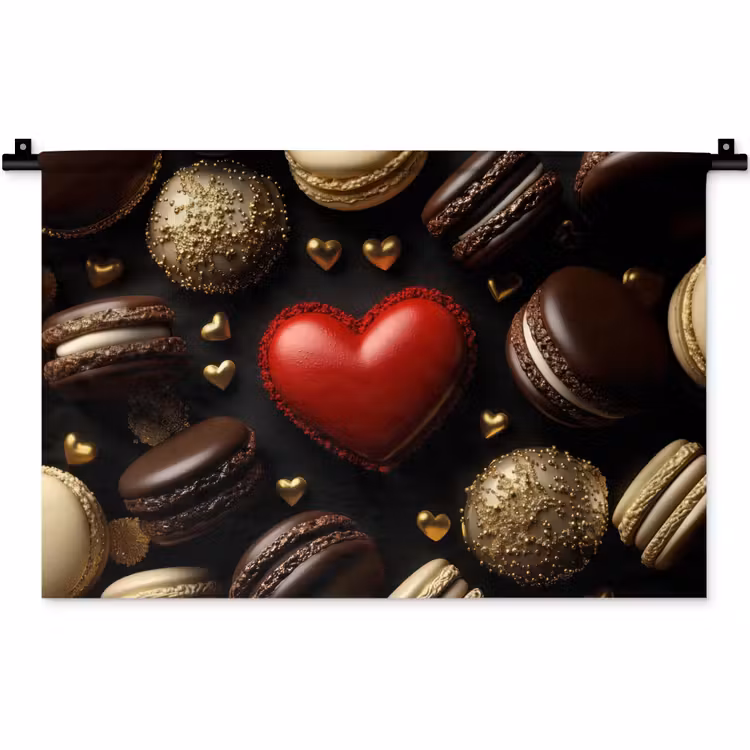 Wandkleed - Macarons - Rood - Hart — 1