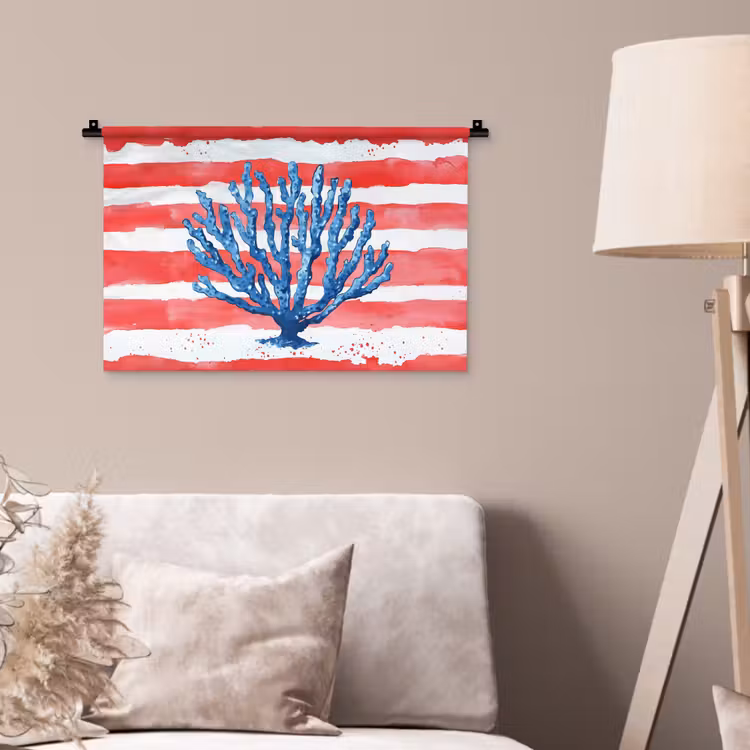 Wandkleed - Koraal - Verfstructuur - Rood - Blauw — 2