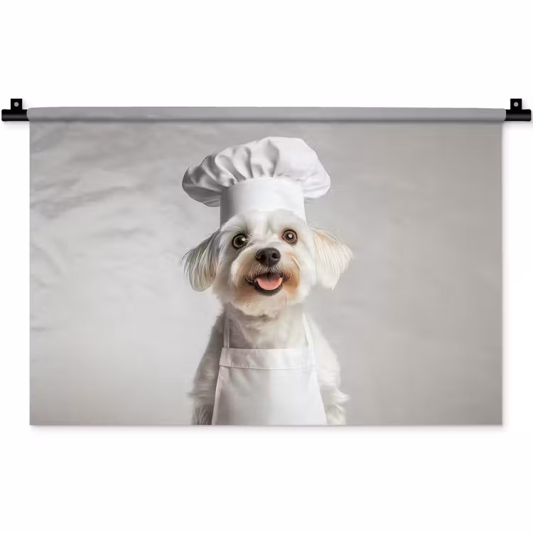 Wandkleed - Hond - Wit - Kok — 1