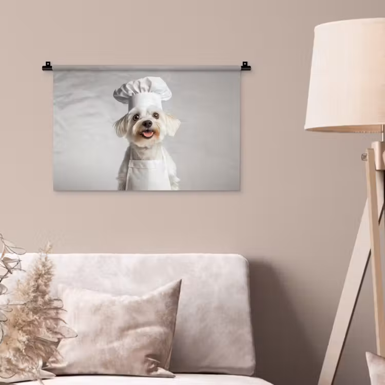 Wandkleed - Hond - Wit - Kok — 2