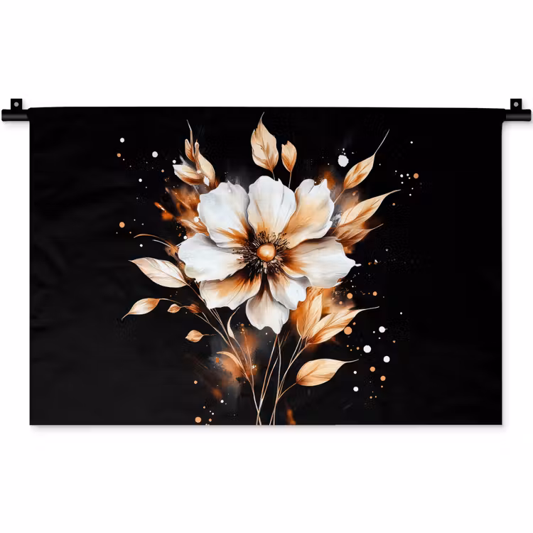 Wandkleed - Bloem - Verf - Goud - Graffiti - Modern — 1