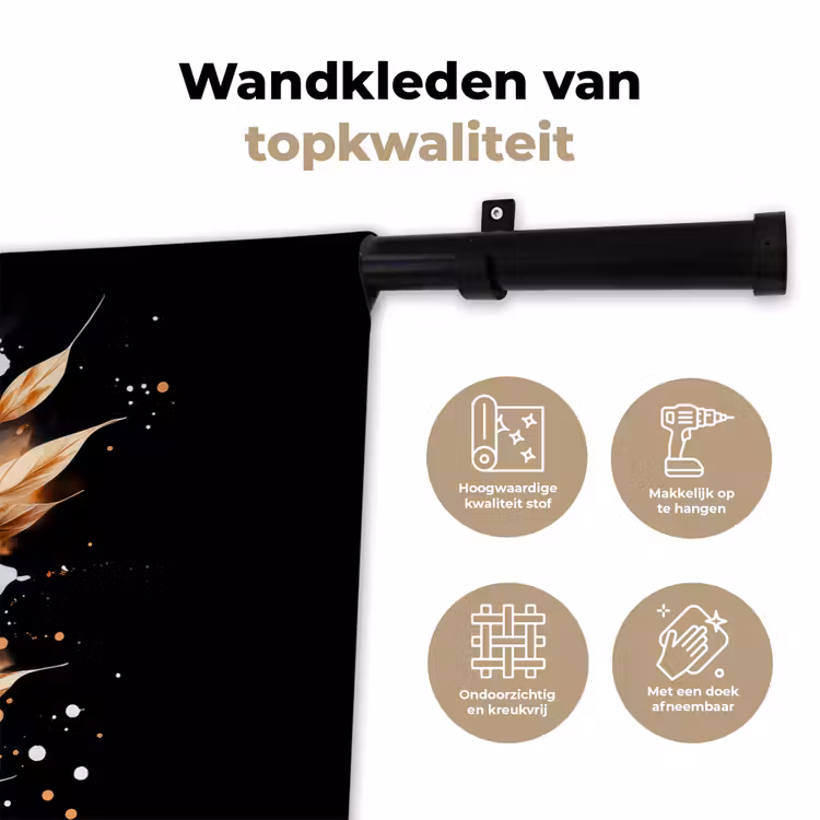 Wandkleed - Bloem - Verf - Goud - Graffiti - Modern — 3
