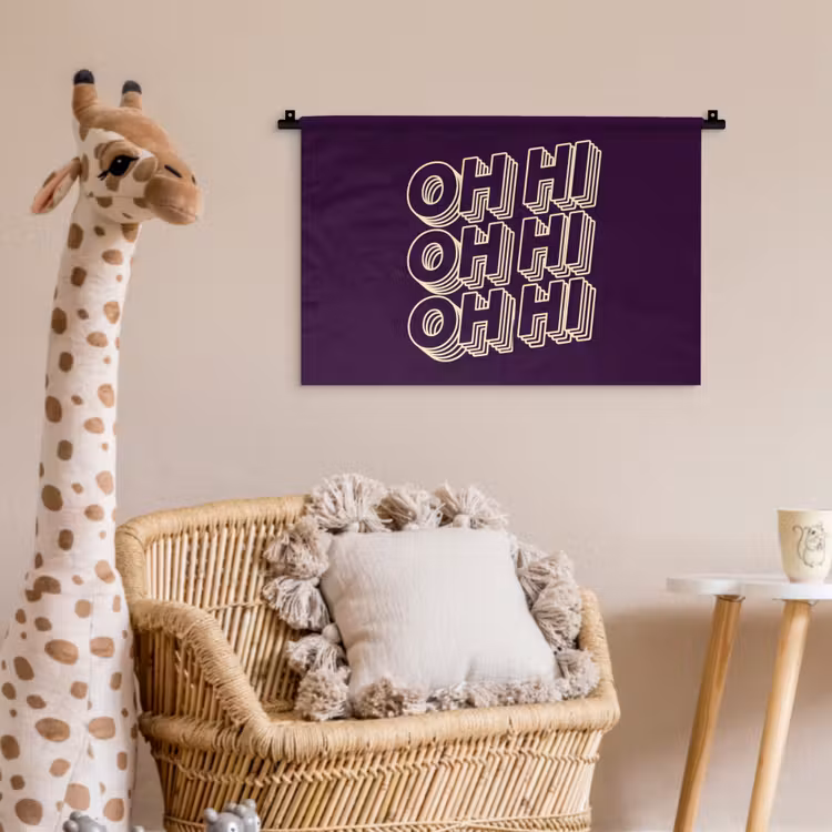 Wandkleed - Oh hi - Paars - 3D — 5