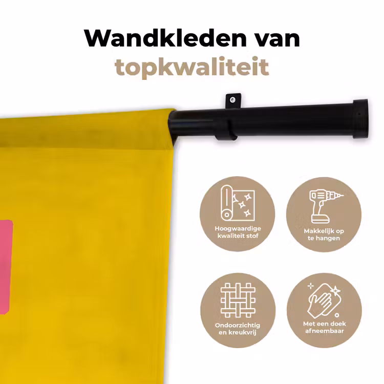 Wandkleed - Geel - Roze - Oh - 3D — 3