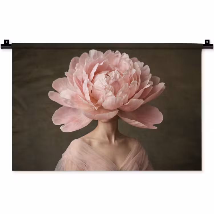 Wandkleed - Gezicht - Roos - Roze — 1
