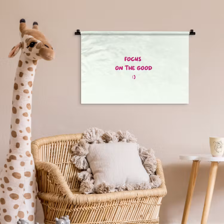 Wandkleed - Focus - Beige - Roze - Smiley — 5