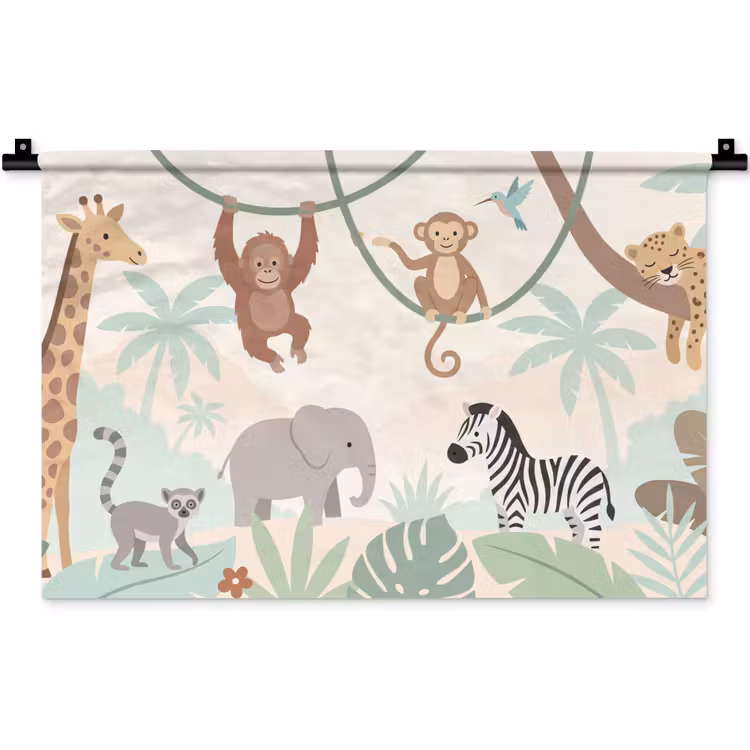 Wandkleed - Jungle - Dieren - Groen — 1