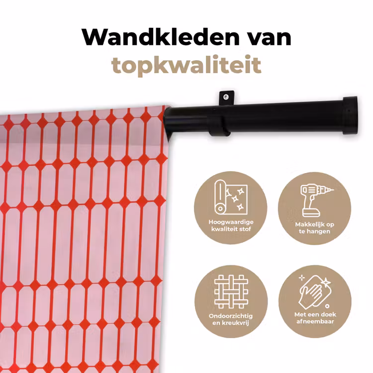 Wandkleed - Geometrisch - Minimalistisch - Rood - Roze — 3