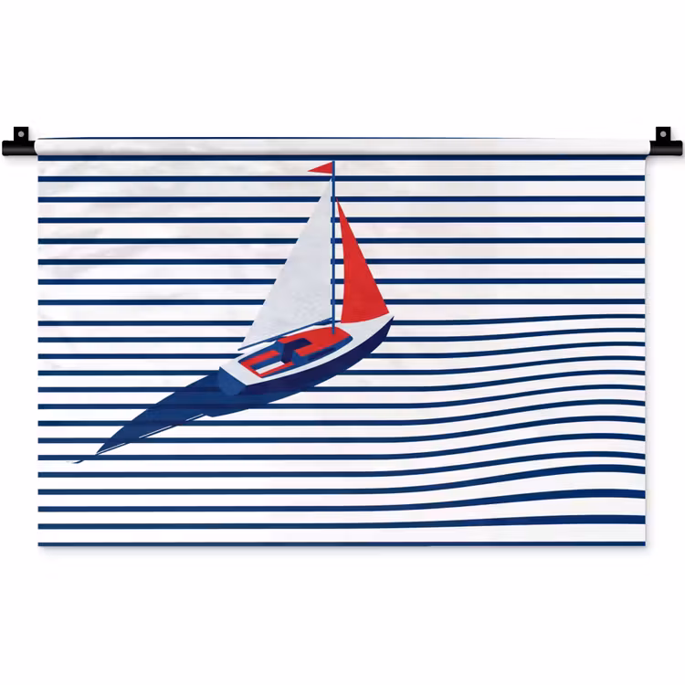 Wandkleed - Boot - Water - Abstract - Blauw — 1