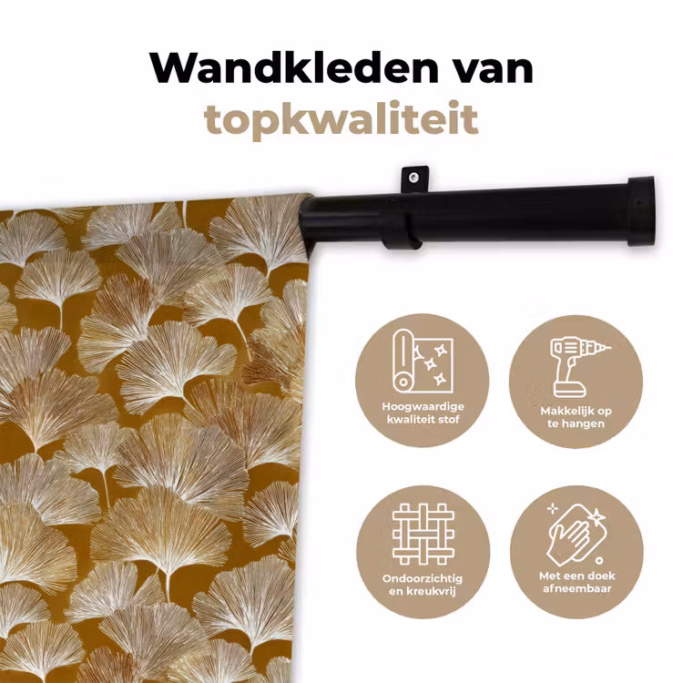 Wandkleed - Ginkgo - Bladeren - Goud — 3