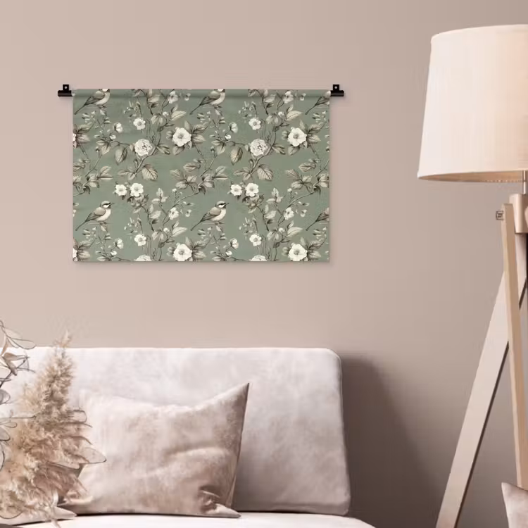 Wandkleed - Botanisch - Vogels - Groen — 2