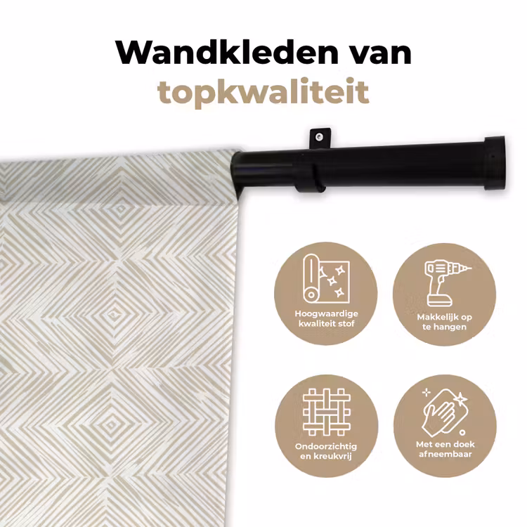 Wandkleed - Abstract - Ruiten - Beige — 3
