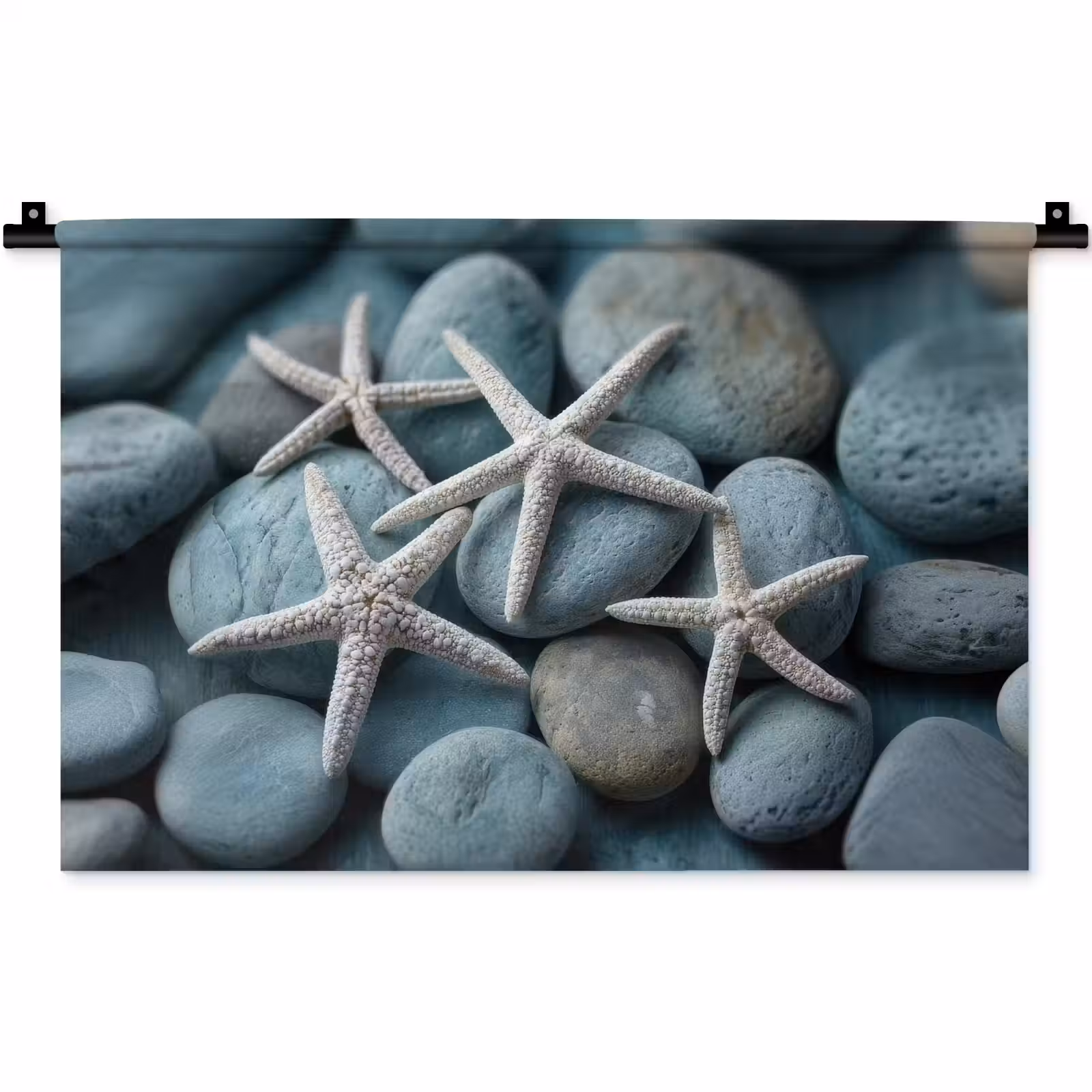Wandkleed - Zeesterren - Stenen - Wit — 1