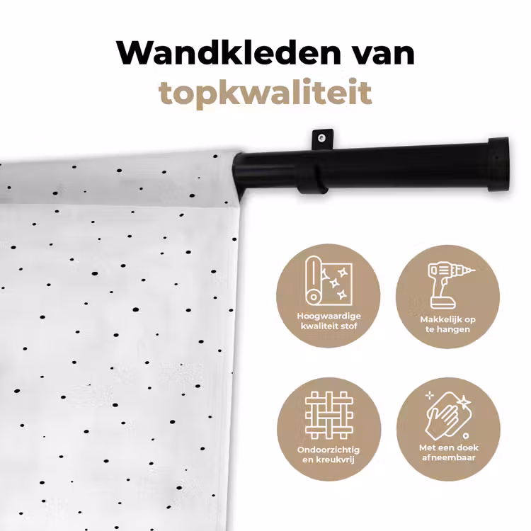 Wandkleed - Spikkels - Zwart - Wit — 3