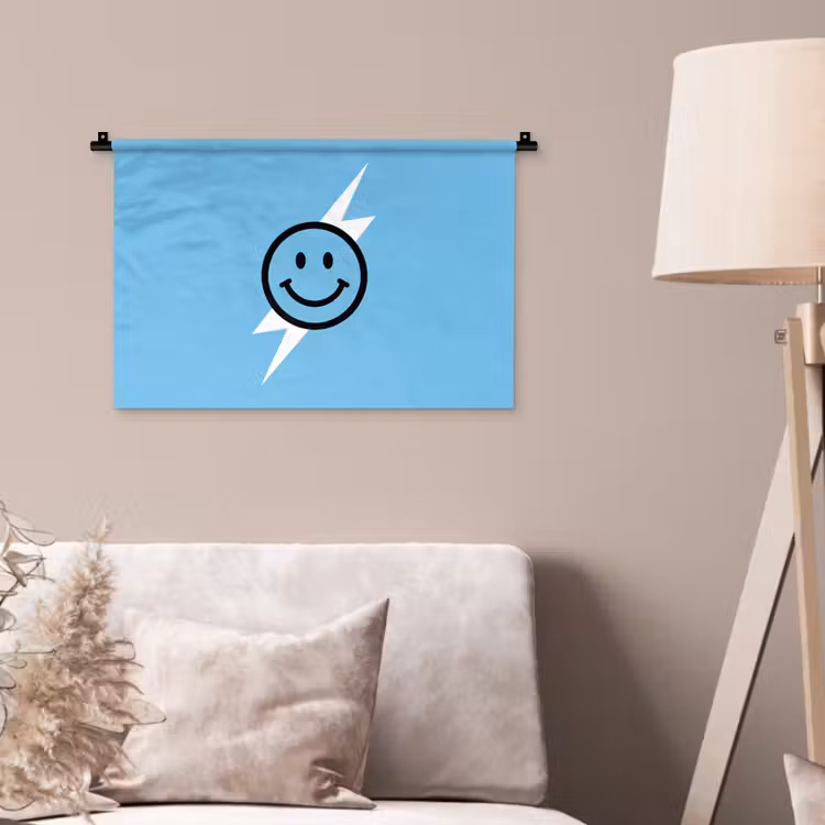 Wandkleed - Smiley - Blauw - Bliksem — 2