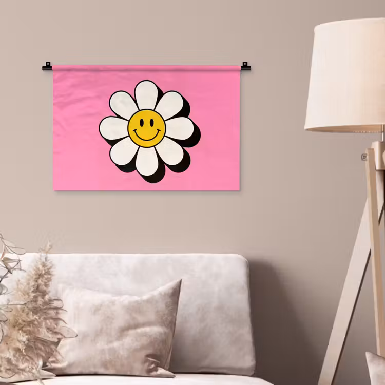 Wandkleed - Smiley - Bloem - Roze — 2