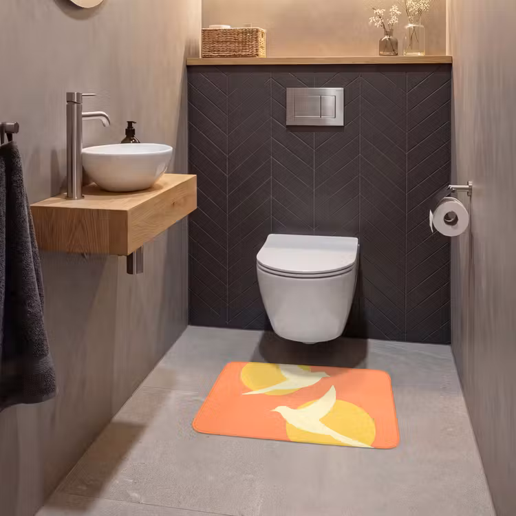 WC Mat - Vogels - Cirkels - Geel — 2