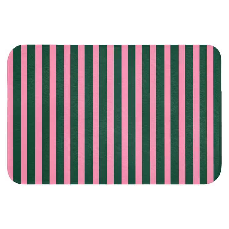 WC Mat - Verticale strepen - Groen - Roze — 1