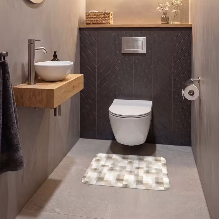 WC Mat - Textuur - Linnen - Beige — 2