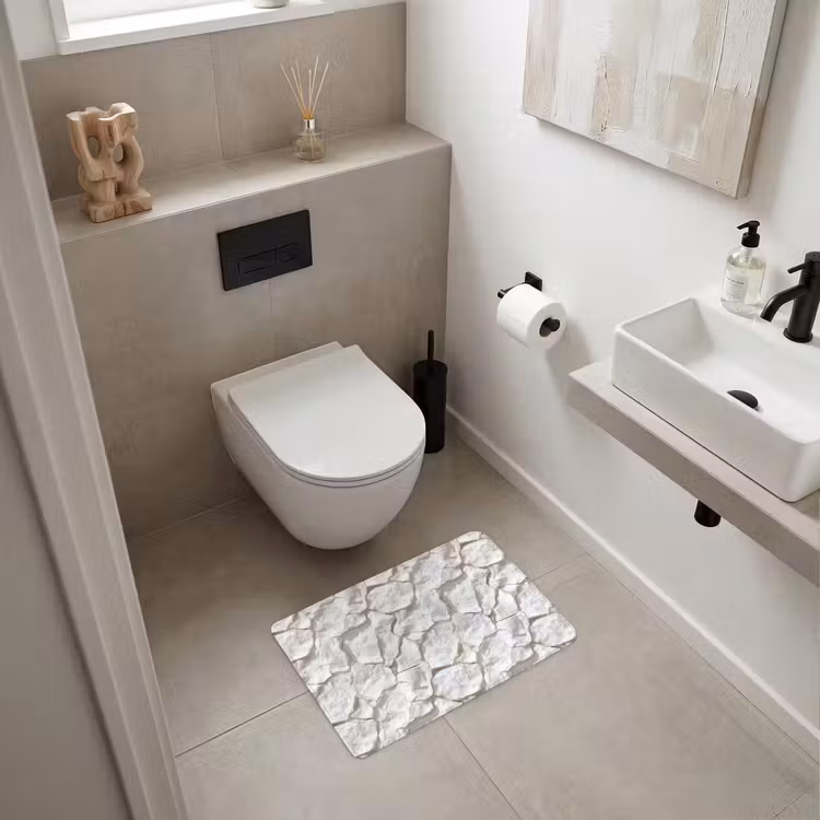 WC Mat - Structuur - Rots - Wit — 6