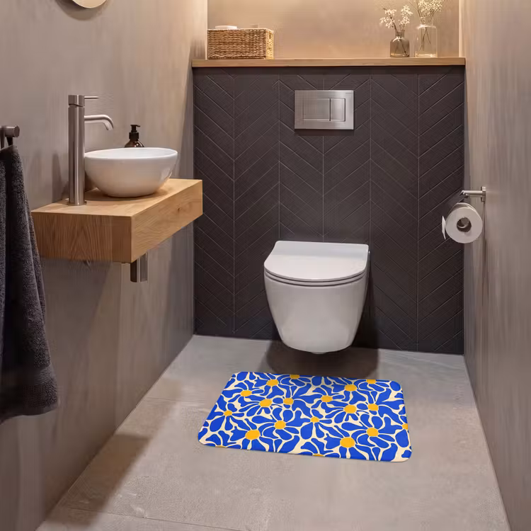 WC Mat - Abstract - Bloem - Blauw — 2