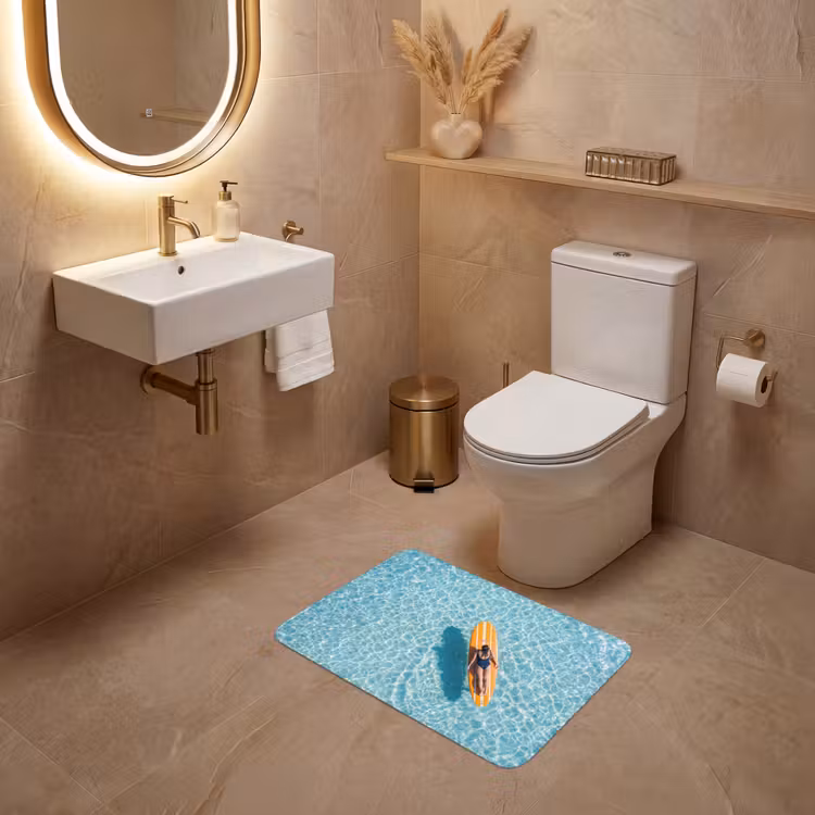 WC Mat - Surfboard - Water - Badpak - Oranje — 4