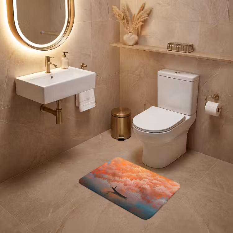 WC Mat - Zee - Boot - Wolken - Oranje — 4