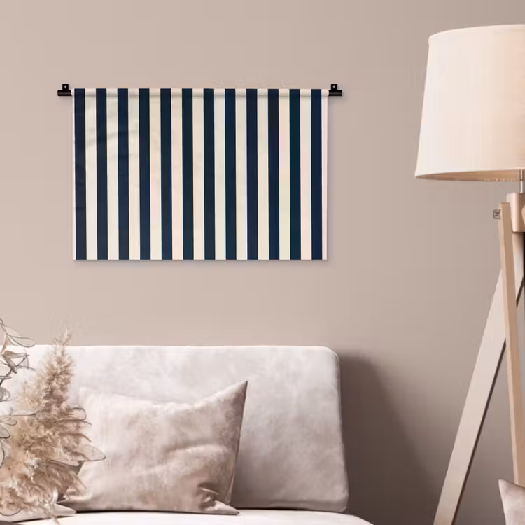 Wandkleed - Verticale strepen - Blauw - Crème — 2