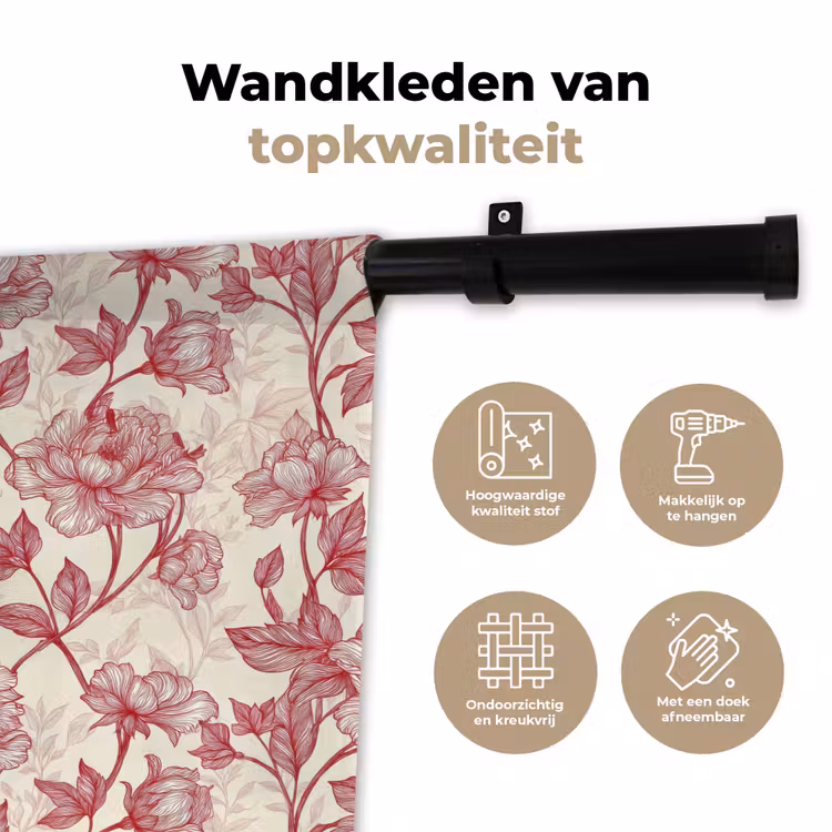 Wandkleed - Pioenrozen - Modern - Rood — 3