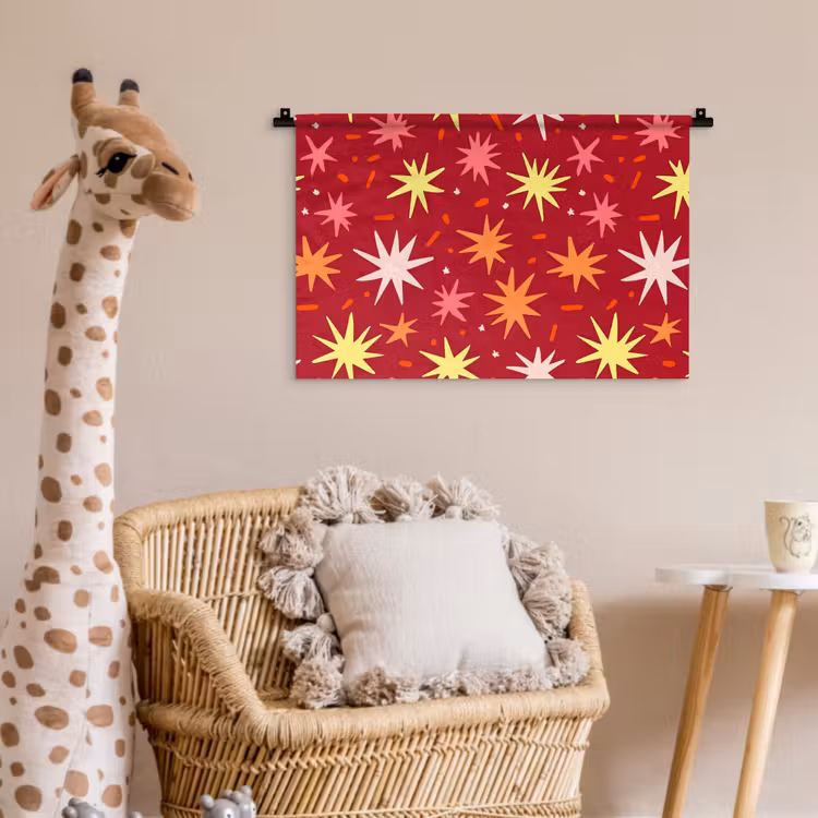 Wandkleed - Sterren - Speels - Rood — 5