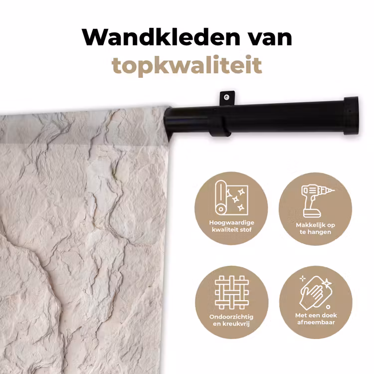 Wandkleed - Rots - Structuur - Natuur - Beige - Abstract — 3