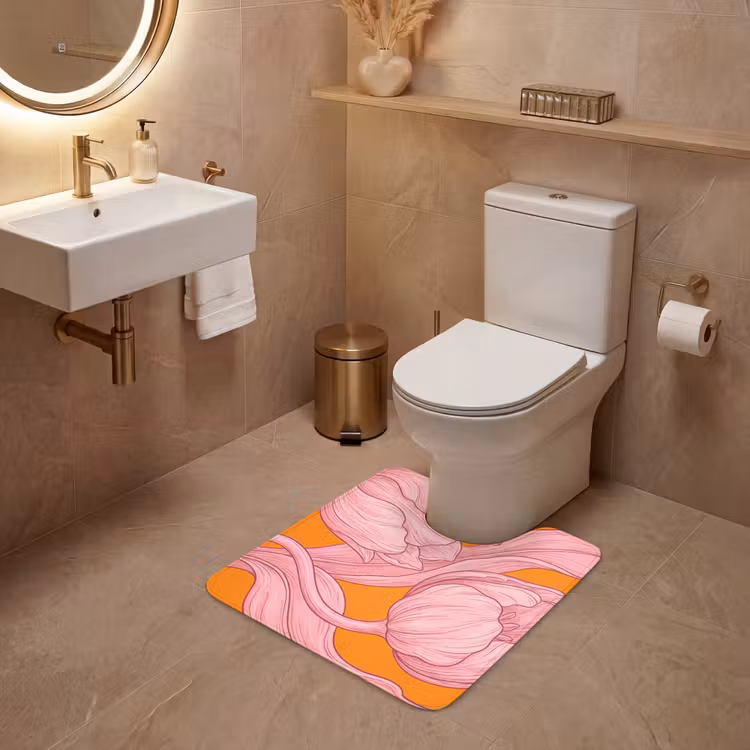WC Mat - Roze bloemen - Modern — 3