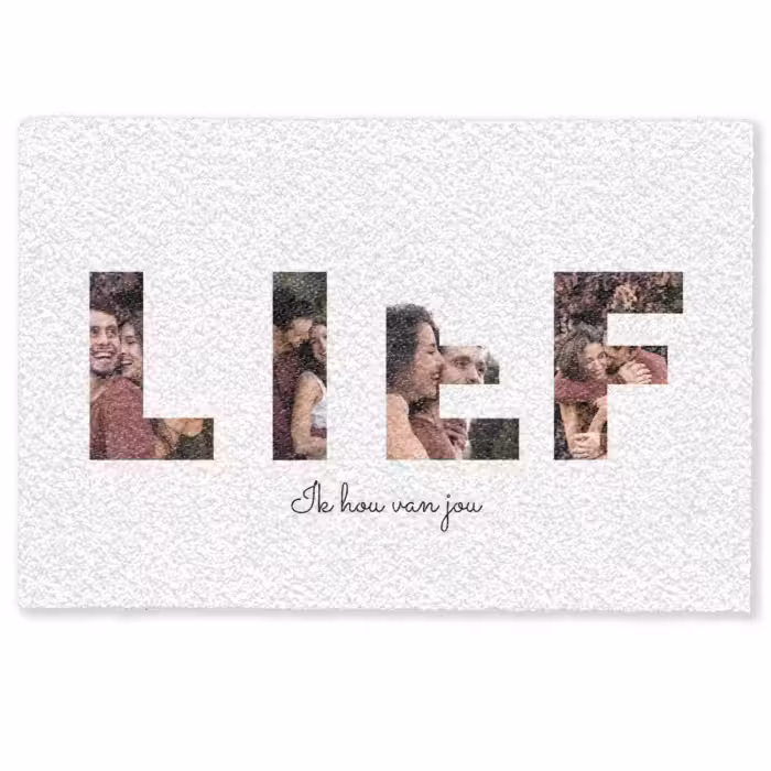 Personaliseerbare deurmat - Lief - Lettercollage