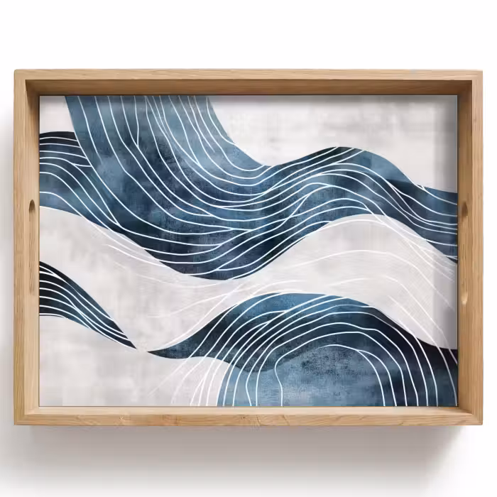 Dienblad - Lijnen - Golven - Abstract - Blauw