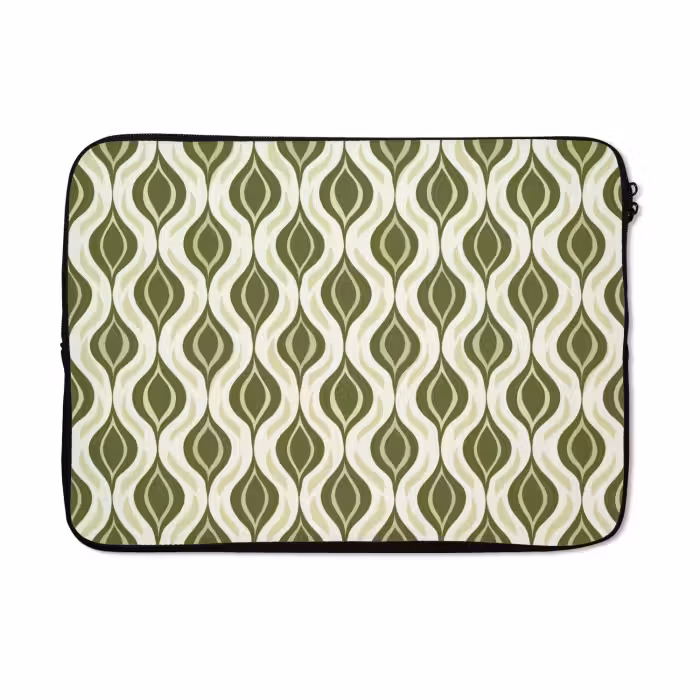 Laptophoes - Patroon - Retro - Groen