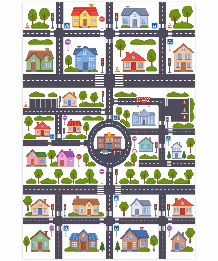 Speelkleed - Stad - Plattegrond - Illustratie